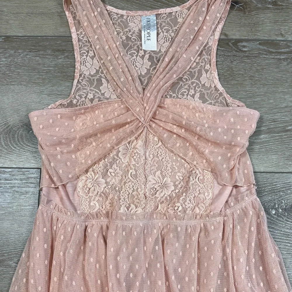 NWOT Free People Peplum Lace & Mesh Top - Picture 2 of 4